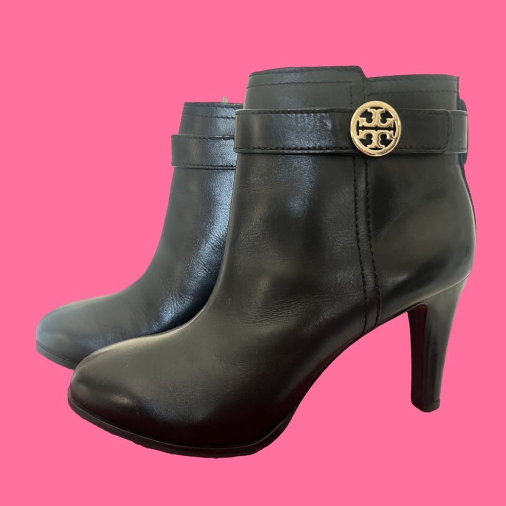 TORY BURCH BLACK LEATHER ANKLE BOOTS